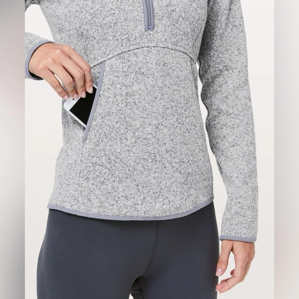 Lululemon Athletica Heathered Gray Half-Zip Hoodie - Picture 3 of 11